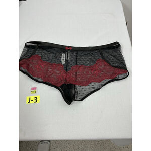Womans NEW Adore Me Panties Black Red Lace 3x Sheer Valentines Day